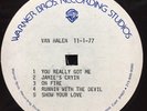 Van Halen self titled white label acetate test pressing 1977 Warner Bros Records