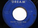 THE TOPICS-HAVE YOUR FUN /A MAN AIN'T SUPPOSED TO CRY ON DREAM RARE NORTHERN 45-