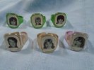 6 1970s ROCK POP STAR NOVELTY RINGS ELVIS MARC BOLAN BOWIE OSMONDS D CASSIDY
