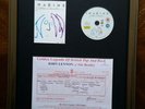 JOHN LENNON UNIQUE  FRAMED IMAGINE AND BIRTH CERTIFICATE DISPLAY BEATLES
