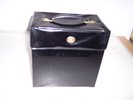 BLACK 45 RPM STORAGE CASE WITH INDEX FOR 33 1/3 RECORDS  HOLDS 50 RECORDS  #23