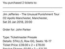 Jim Jefferies Tickets Apollo Manchester Saturday 20th January