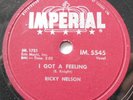RICKY NELSON I got a feeling / Lonesome town CANADA ORIG 1958 IMPERIAL  78
