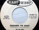 THE DEL-LARKS doowop vg++ EAST WEST Promo 45 REMEMBER THE NIGHT  LADY LOVE WS305
