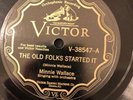 Victor 38547 MINNIE WALLACE Old Folks Strted It w MEMPHIS JUG BAND 78rpm 1929 E+