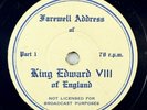 King Edwards VIII of England Farewell Address 78 RPM Record in E Condition A9