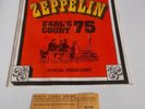 LED ZEPPERLIN EARLS COURT 1975 TOUR PROGRAMME & TICKET
