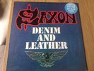 SAXON - DENIM AND LEATHER. 1981 LP RECORD. LIMITED EDITION BLUE VINYL