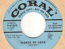 45RPM, BUDDY HOLLY ' WORDS OF LOVE ' VG TO VG+ DJ ' ROCK