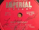 78rpm Rock n Roll; Imperial; Fats Domino Autographed 78; Blue Monday IM-1078