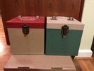 PAIR OF VINTAGE WEILAND METAL 45 RPM RECORD CASES CARRIER STORAGE BOX