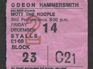 QUEEN - Mott The Hoople : 1973 Hammersmith Odeon London UK Concert Ticket Stub