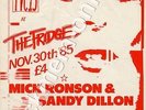 Mick Ronson & Sandy Dillon Angie Bowie The Bridge, Brixton 30/11/85 Flyer
