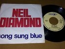NEIL DIAMOND SINGLE **RARE WHITE SLEEVE** PORTUGAL PS 7/45 SONG SUNG BLUE