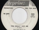 THE KINKS  Reprise White Label Promo 45 YOU REALLY GOT ME / IT'S ALL RIGHT(0306)