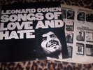 LEONARD COHEN   SONGS OF LOVE AND HATE. 1st press 1971 UK vinyl LP. EX/G.