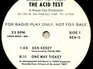 Rare Ken Kesey Grateful Dead The Acid Test White Label 7Inch Radio Station Promo