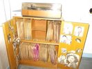 78 rpm records + record deck and record cupboard