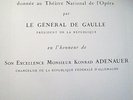 GÉNÉRAL DE GAULLE CHANCELIER ADENAUER ALLEMAGNE, 4 JUILLET 1962 PROGRAMME OPERA