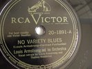 Louis Armstrong - 78rpm single 10-inch – RCA Victor #20-1891 No Variety Blues