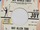 RAY ALLEN TRIO See Africa First JOY 45 mod exotica popcorn VG+ 7” HEAR