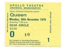 QUEEN : Apollo Theatre Ardwick Manchester 1979 UK Crazy Tour Concert Ticket Stub