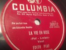 LA VIE EN ROSE EDITH PIAF 78 RPM COLUMBIA