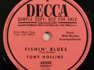 blues rare 78 RPM TONY HOLLINS Fishin Blues DECCA I'll Get A Break HEAR excellen