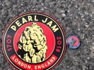 Pearl Jam - London O2 Arena Souvenir Pin Badge And Sticker Rescheduled Show