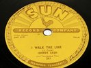 Johnny Cash    I WALK THE LINE / GET RHYTHM   78 RPM  Sun Records HEAR