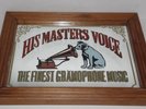 HIS MASTERS VOICE * Vintage HMV Framed Advertising Mirror * 13