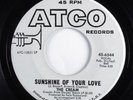 Rock 45 CREAM Sunshine Of Your Love ATCO promo HEAR