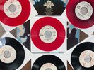 BOB DYLAN GROUP OF 6 BEAUTIFUL WHITE LABEL PROMO 45'S.  3 RED VINYL 3 BLACK