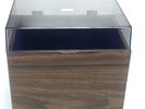 Vintage Vinyl Record Album Holder / Walnut Finish with Blue Velvet Inside