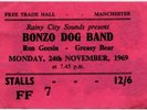 Bonzo Dog Band Ron Geesin Greasy Bear Free Trade Hall Manchester 24/11/69 Ticket