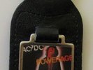 AC/DC POWERAGE OLD LEATHER KEYRING / FOB FROM THE 1980's MADE IN ENGLAND ANGUS