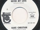 HANS CHRISTIAN on Tower —NEVER MY LOVE— rock 45 | NM PROMO | Jon Anderson YES