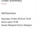 2x Old Dominion Concert tickets - Sat 10th Nov - Queen Margaret Union, Glasgow