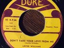 LESTER WILLIAMS Crazy 'Bout You Baby 45, RARE R&B jump blues on DUKE 131