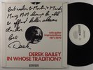DEREK BAILEY In Whose Tradition? EMANEM LP VG+/VG++ australia