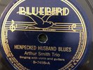 Bluebird 7498 Arthur Smith Trio HENPECKED HUSBAND BLUES fiddle  78 RPM EE+