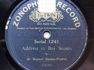 SIR ROBERT BADEN-POWELL  'ADDRESS TO BOY SCOUTS’ HISTORIC 1912 ZONOPHONE 78