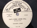 Vtg 78 RPM Vinyl Record Country Music Grandpa Jones Bluegrass Fiddle, DJ Sample
