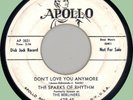SPARKS OF RHYTHM Don't Love You Anymore / Woman, Woman 45rpm Apollo 1956 doo-wop