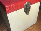 VINTAGE 80 COUNT METAL 45 RPM STORAGE BOX HOLDER TOTE