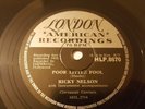 RICKY NELSON - Poor Little Fool - RARE IRISH PRESS 78 RPM IRELAND  ROCK'N'ROLL
