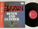 SAXON DENIM AND LEATHER CARRERE P-1113G Japan OBI PROMO VINYL LP