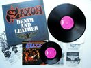 SAXON LP ' DENIM & LEATHER ' AND 7 INCH ' NEVER SURRENDER ' BOTH NR MINT