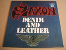 Saxon - Denim And Leather Vinyl LP, Ltd , Blue with White & Gray Splatter mint