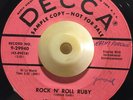 JOHNNY CARROLL HOT ROCKS  Rock N Roll Ruby / Tryin To Get - Decca 9-29940 pink